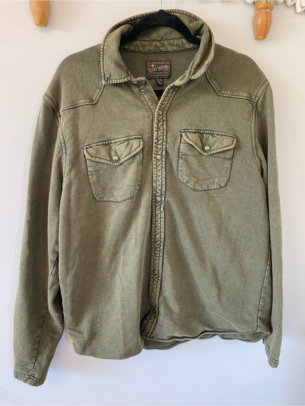 Lucky Brand Olive Green Men's  100% Cotton Shirt Jacket -shacket - size xl - Picture 4 of 8